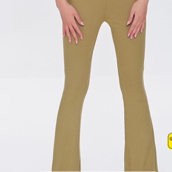 Ribbed Knit Self-Tie Flare Pants - Picture 4 of 6